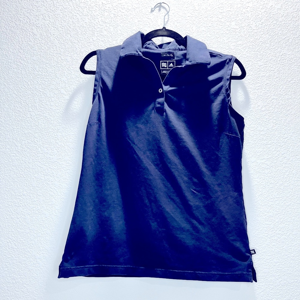 Adidas Sleeveless Polo Womens Navy with Collar